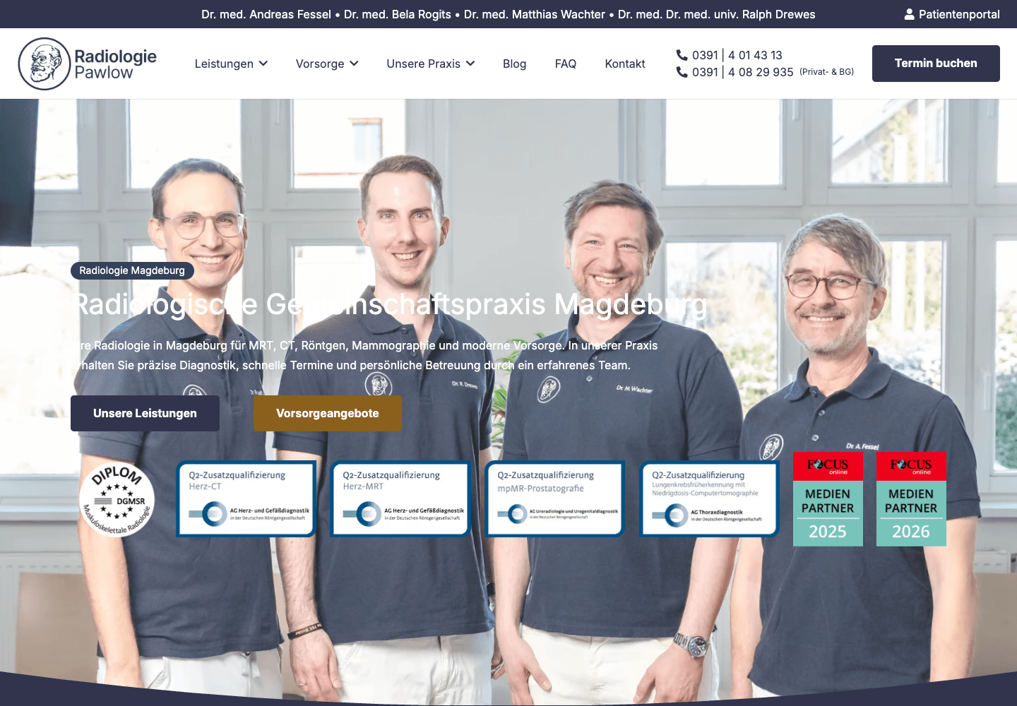 Original-Screenshot der von Erfolg Buddies gestalteten Website Radiologie Pawlow